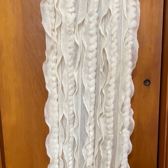 Cashmere Wool Rex Rabbit Fur 72” Scarf Fringe Pristine Condition Made in Spain - Picture 10 of 11
